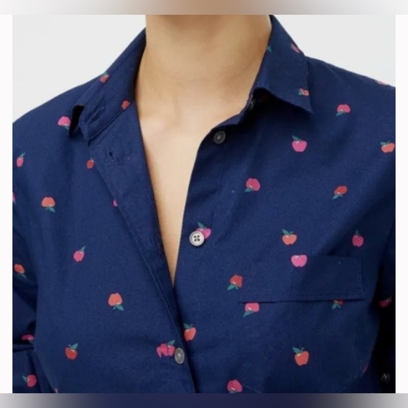 J.Crew Apple Print Button Down top size MP - Picture 2 of 12